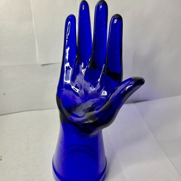 Vintage Cobalt Blue Glass Hand Ring Holder - Picture 4 of 5